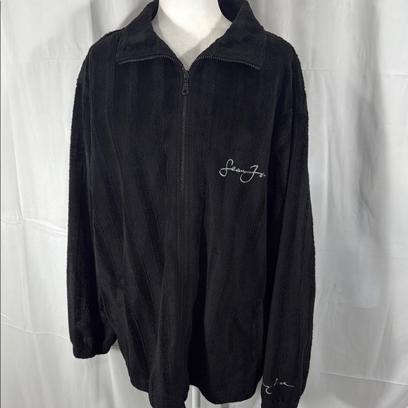 Sean John Vintage Black Fuzzy Zip-Up Sweater Size XXL - Picture 1 of 9